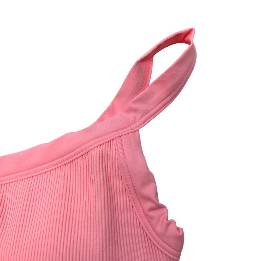 L*Space Womens Axel Single Strap Padded Pullover Bikini Top Pink Ribbed XS New - Picture 3 of 8